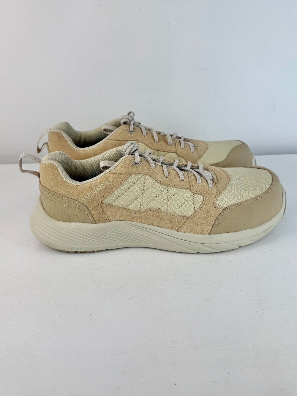 Men's 12 - Merrell Alpine Carbon Fiber Beige Sneaker - Slip and Oil Resistant